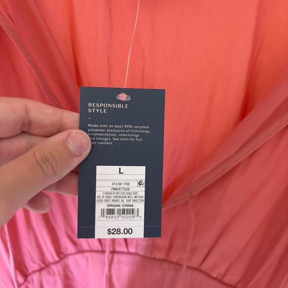 Universal Thread NWT Women's Pink Flutter Sleeve Mini Dress L - Picture 4 of 6